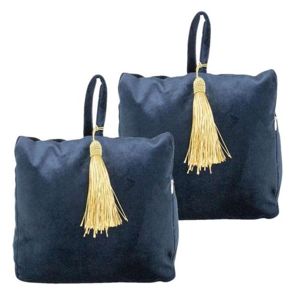 3x stuks fluwelen deurstoppers 18 cm navy - Deur vastzetter - Deurstop 3x stuks fluwelen deurstoppers 18 cm navy - Deur vastzetter - Deurstop