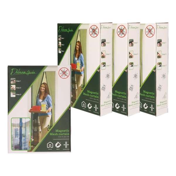 4x stuks magnetische deurhorren/deurgordijnen zwart 99 x 210 cm - Insecten/vliegen opzet horren 4x stuks magnetische deurhorren/deurgordijnen zwart 99 x 210 cm - Insecten/vliegen opzet horren