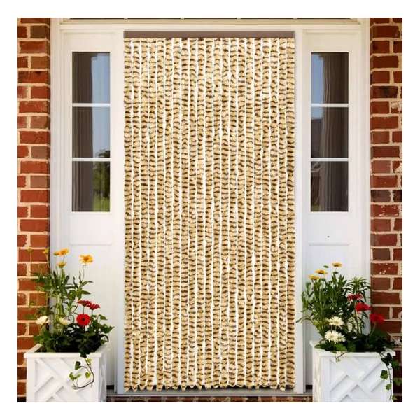 vidaXL Vliegengordijn 56x185 cm chenille beige en bruin vidaXL Vliegengordijn 56x185 cm chenille beige en bruin