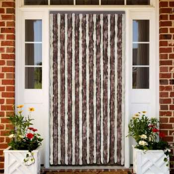 vidaXL Vliegengordijn 90x200 cm chenille beige en lichtbruin