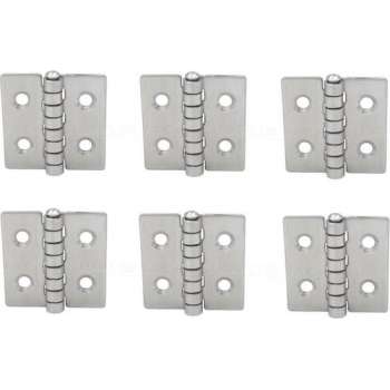 Scharnier - Rvs - 40x40mm - Vaste pen - Rechte hoek - 6 stuks