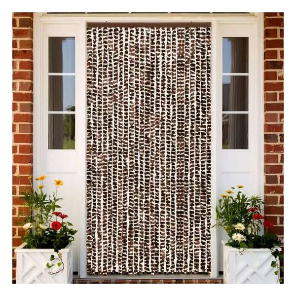 vidaXL Vliegengordijn 100x220 cm chenille bruin en wit vidaXL Vliegengordijn 100x220 cm chenille bruin en wit