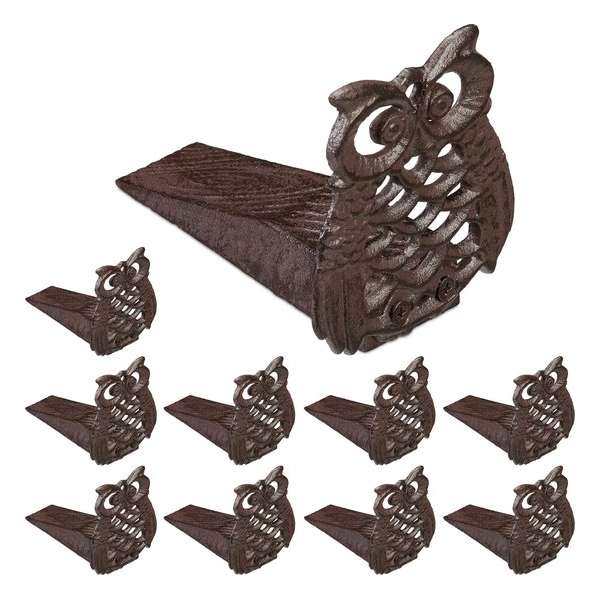 Relaxdays 10x deurstopper uil - gietijzer - deurstop - deurwig - zwaar - decoratie - bruin Relaxdays 10x deurstopper uil - gietijzer - deurstop - deurwig - zwaar - decoratie - bruin