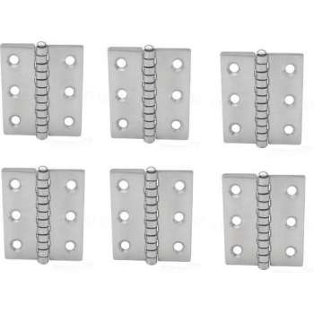 Scharnier - Rvs - 60x50mm - Vaste pen - Rechte hoek - 6 stuks