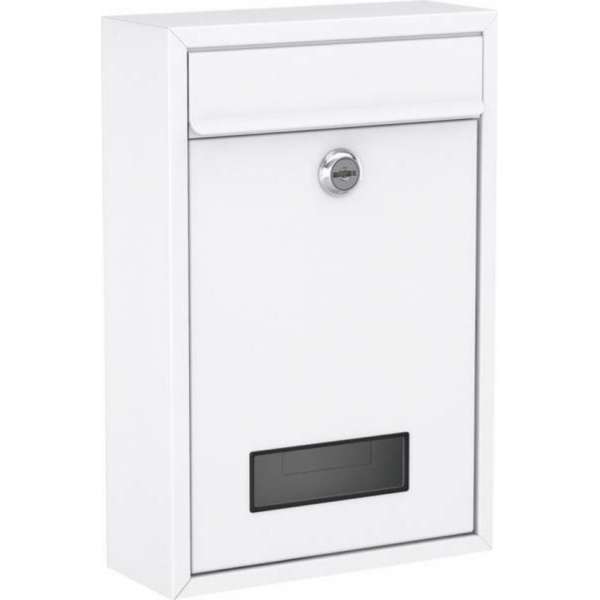 Basi - Brievenbus klein - Wandbrievenbus - Staal - Wit (mat) - Met sleutelslot - H 320 x B 215 x D 82 mm Basi - Brievenbus klein - Wandbrievenbus - Staal - Wit (mat) - Met sleutelslot - H 320 x B 215 x D 82 mm
