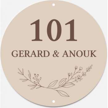 Naambordje rond wreath nature