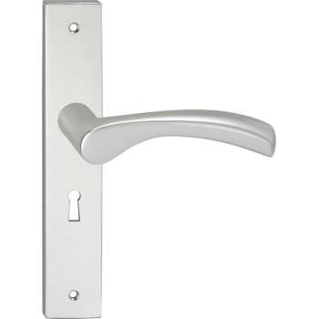 Impresso Oxford Deurklink – Deurbeslag – Vierkant – Deurschild met Schroeven en Sleutelgat – Gebogen Deurkruk – Aluminium