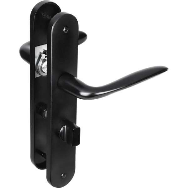 Impresso Lake Deurklink Zwart – Deurbeslag – Ovaal – Deurschild met Schoeven en Toiletsluiting Impresso Lake Deurklink Zwart – Deurbeslag – Ovaal – Deurschild met Schoeven en Toiletsluiting