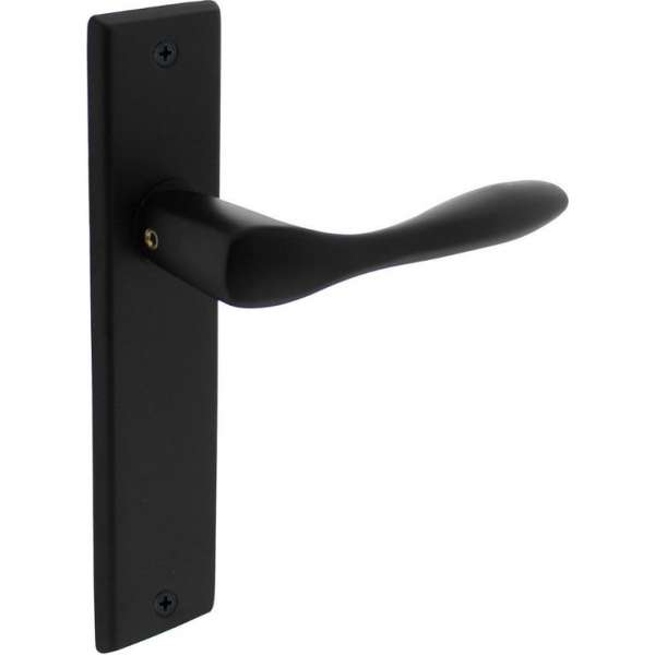 Intersteel Deurkruk Banaan met schild 181x41x7mm blind mat zwart Intersteel Deurkruk Banaan met schild 181x41x7mm blind mat zwart