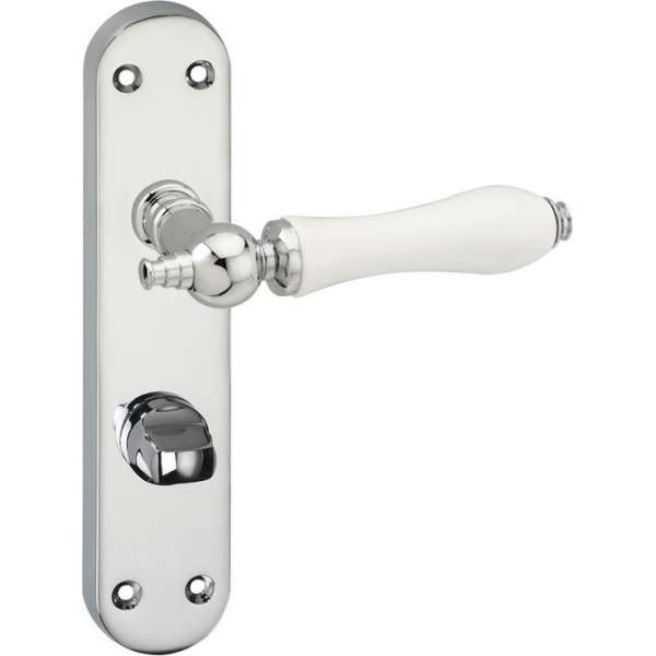 Impresso Brisbane Deurklink – Deurbeslag – Ovaal – Deurschild met Toiletsluiting – Deurkruk Wit – Chroom Impresso Brisbane Deurklink – Deurbeslag – Ovaal – Deurschild met Toiletsluiting – Deurkruk Wit – Chroom
