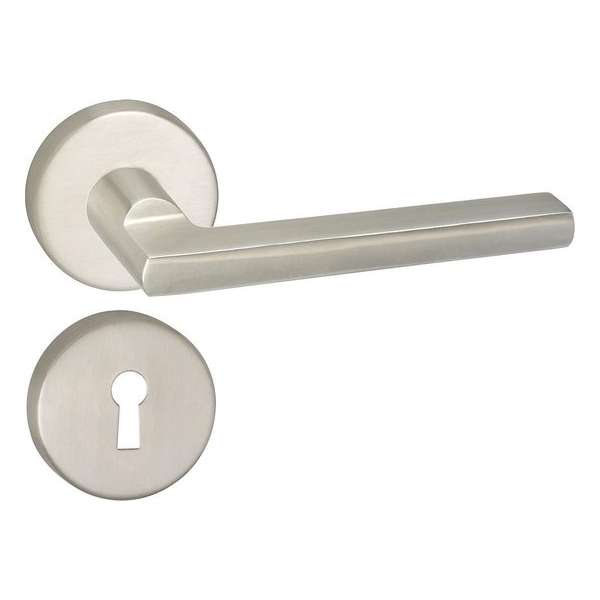 Impresso Kirby Deurklink – Deurbeslag – Rond – Rozet met Sleutelgat – Zilver Impresso Kirby Deurklink – Deurbeslag – Rond – Rozet met Sleutelgat – Zilver