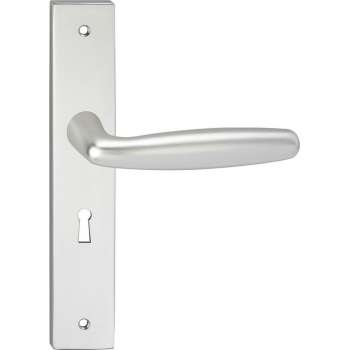Impresso Cambridge Deurklink – Deurbeslag – Vierkant – Deurschild met Schroeven en Sleutelgat – Zilver