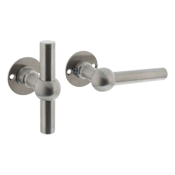 Intersteel Deurkruk L/T Bol met ronde rozet ø42x2 mm rvs geborsteld Intersteel Deurkruk L/T Bol met ronde rozet ø42x2 mm rvs geborsteld