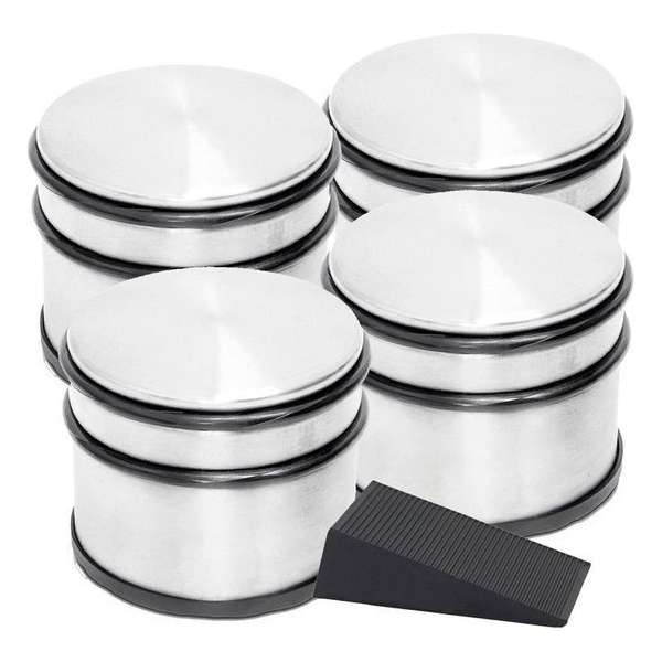 RVS deurstopper met rubberen bescherming + gratis deurwig zwart - 9 x 7.5 cm - 1.1 kg RVS deurstopper met rubberen bescherming + gratis deurwig zwart - 9 x 7.5 cm - 1.1 kg