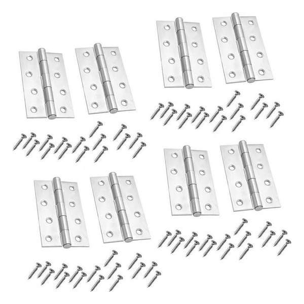 Set van 8 metalen scharnieren (102x60 mm) met schroeven Set van 8 metalen scharnieren (102x60 mm) met schroeven