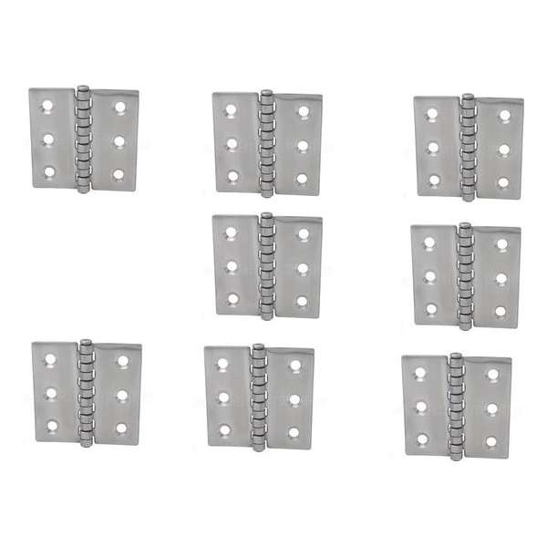 Scharnier - Rvs - 80x70mm - Vaste pen - Rechte hoek - 8 stuks Scharnier - Rvs - 80x70mm - Vaste pen - Rechte hoek - 8 stuks