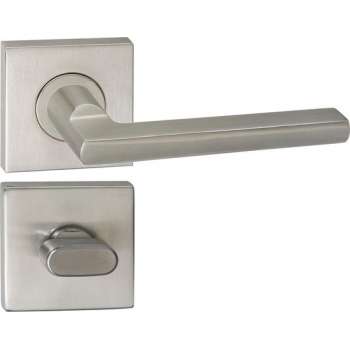 Impresso Kirby Deurklink – Deurbeslag – Vierkant – Rozet met Toiletsluiting – Zilver