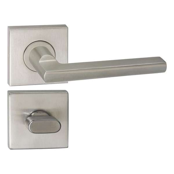 Impresso Kirby Deurklink – Deurbeslag – Vierkant – Rozet met Toiletsluiting – Zilver Impresso Kirby Deurklink – Deurbeslag – Vierkant – Rozet met Toiletsluiting – Zilver