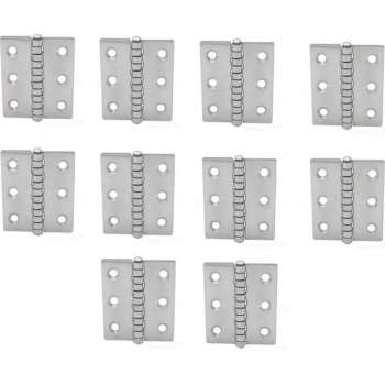 Scharnier - Rvs - 60x50mm - Vaste pen - Rechte hoek - 10 stuks