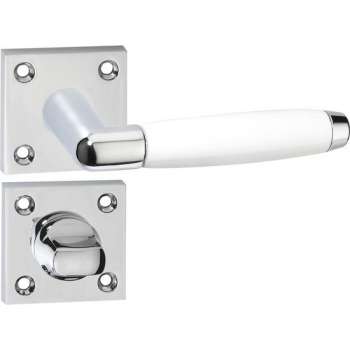 Impresso Durban Deurklink – Deurbeslag – Vierkant – Rozet met Toiletsluiting – Deurkruk Wit – Chroom