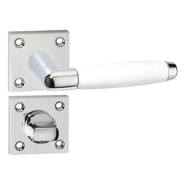 Impresso Durban Deurklink – Deurbeslag – Vierkant – Rozet met Toiletsluiting – Deurkruk Wit – Chroom