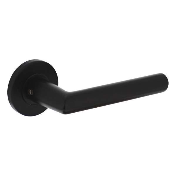 Intersteel Deurkruk Hoek 90° op ronde rozet Ø55x8 mm aluminium zwart Intersteel Deurkruk Hoek 90° op ronde rozet Ø55x8 mm aluminium zwart