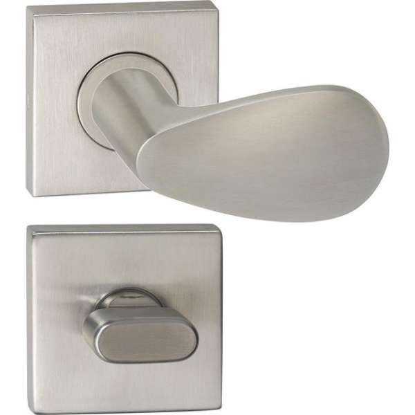Impresso Derby Deurklink – Deurbeslag – Vierkant – Rozet met Toiletsluiting – Zilver Impresso Derby Deurklink – Deurbeslag – Vierkant – Rozet met Toiletsluiting – Zilver