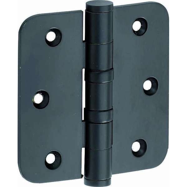 Kogellagerscharnier ronde hoek 76x76mm mat zwart vlak Kogellagerscharnier ronde hoek 76x76mm mat zwart vlak