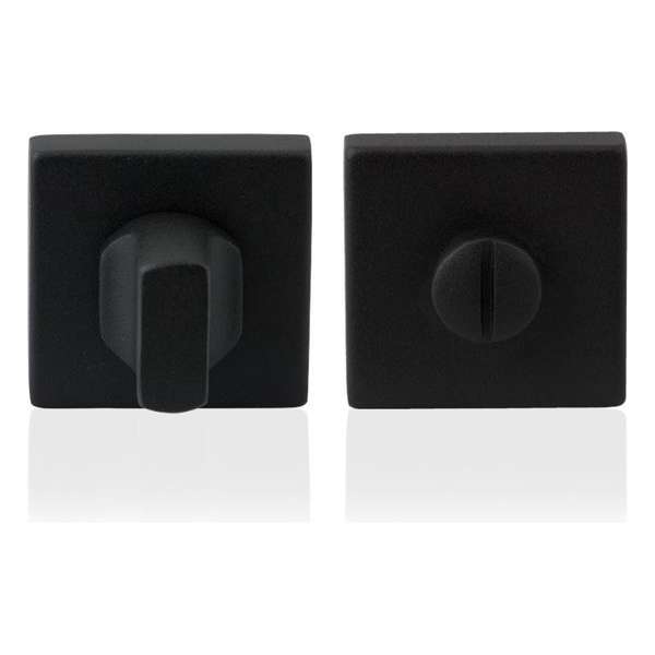 GPF Toiletgarnituur vierkant 50x50x8 mm stift 5 mm grote knop zwart GPF Toiletgarnituur vierkant 50x50x8 mm stift 5 mm grote knop zwart