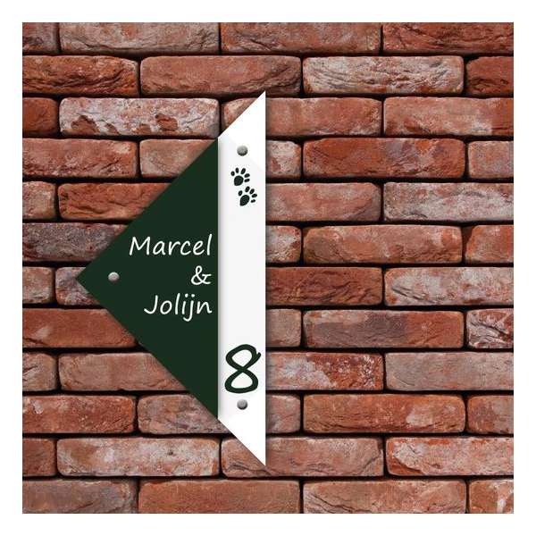 Naambordje Kunststof - L Magnifique-line groen/wit 20x20x28,5cm Naambordje Kunststof - L Magnifique-line groen/wit 20x20x28,5cm
