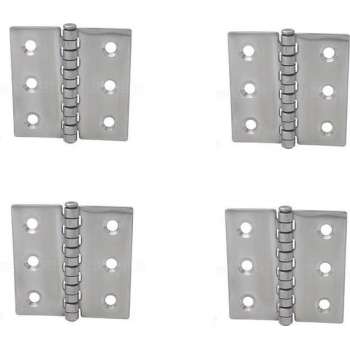 Scharnier - Rvs - 80x80mm - Vaste pen - Rechte hoek - 4 stuks