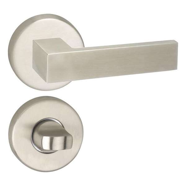 Impresso Luton Deurklink – Deurbeslag – Rond – Rozet met Toiletsluiting – Zilver Impresso Luton Deurklink – Deurbeslag – Rond – Rozet met Toiletsluiting – Zilver