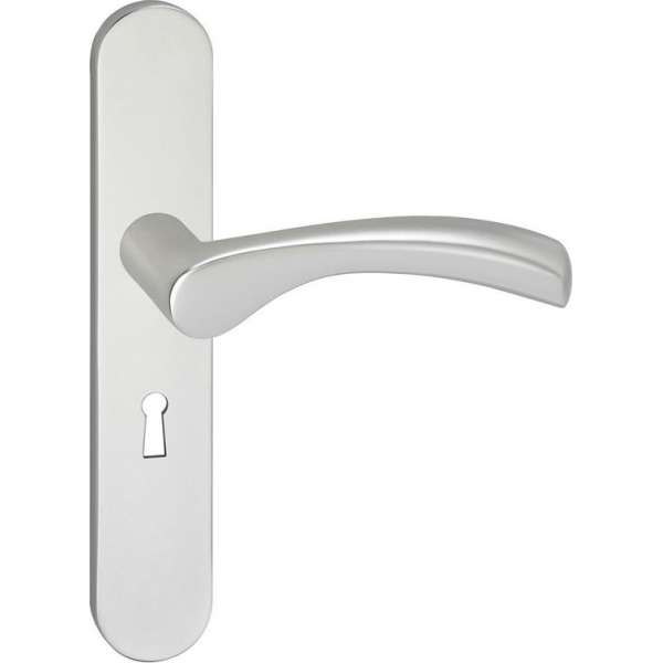 Impresso Oxford Deurklink – Deurbeslag – Ovaal – Deurschild met Sleutelgat – Gebogen Deurkruk – Aluminium Impresso Oxford Deurklink – Deurbeslag – Ovaal – Deurschild met Sleutelgat – Gebogen Deurkruk – Aluminium