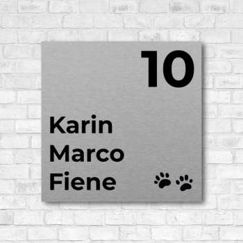 RVS-look naambordje - 15 x 15 cm - incl. bevestigingsset | Naambordje Voordeur | Gratis Verzending