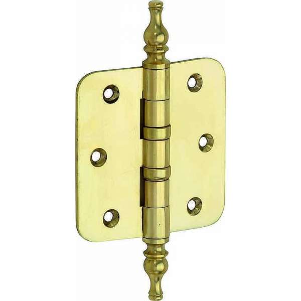 Kogellagerscharnier ronde hoek 76x76mm messing ongelakt vaas Kogellagerscharnier ronde hoek 76x76mm messing ongelakt vaas