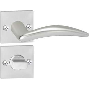 Impresso Windsor Deurklink – Deurbeslag – Vierkant – Rozet met Schroeven en Toiletsluiting – Aluminium