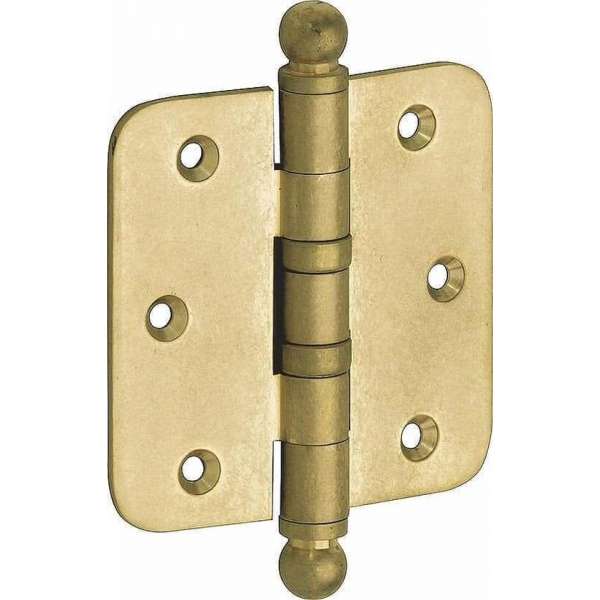 Kogellagerscharnier ronde hoek 89x89mm messing titaan bol Kogellagerscharnier ronde hoek 89x89mm messing titaan bol