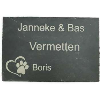 Naambordje leisteen gepersonaliseerd naambordje 30 x 20 (gelaserd)
