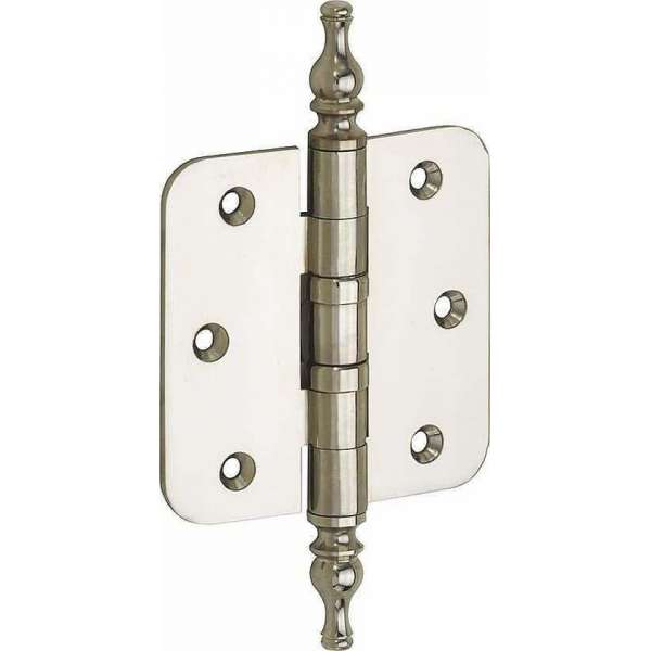 Kogellagerscharnier ronde hoek 89x89mm nikkel glans vaas Kogellagerscharnier ronde hoek 89x89mm nikkel glans vaas