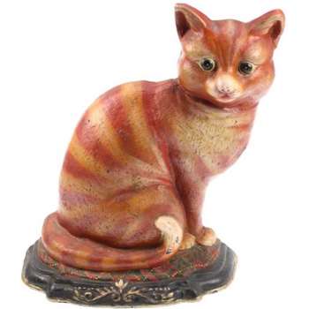 Kat rood deurstopper metaal 25x10x30cm