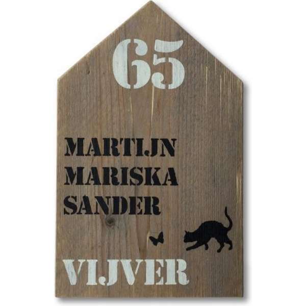 Naambordje Steigerhout Huisje - Legno-Line 20x30 cm Naambordje Steigerhout Huisje - Legno-Line 20x30 cm