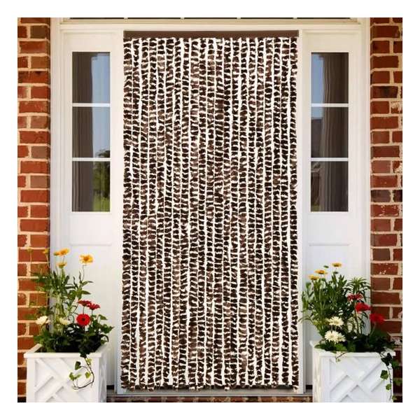 vidaXL Vliegengordijn 90x220 cm chenille bruin en wit