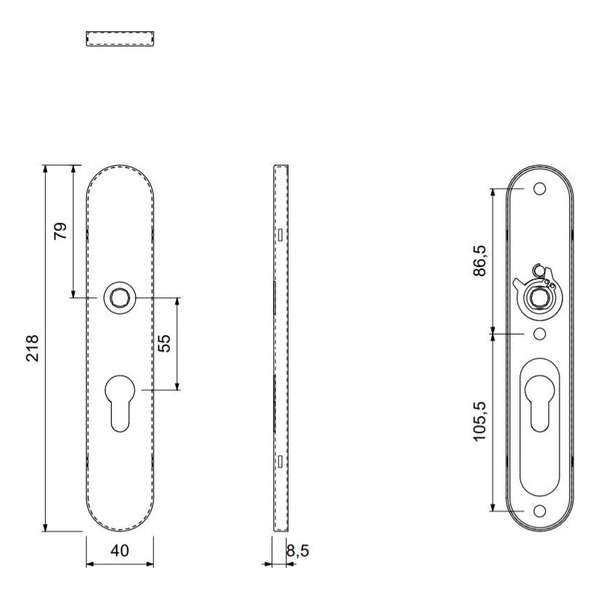 GPF Gatd links langschild afg 218x40x8,5mm PC55 zwart GPF Gatd links langschild afg 218x40x8,5mm PC55 zwart
