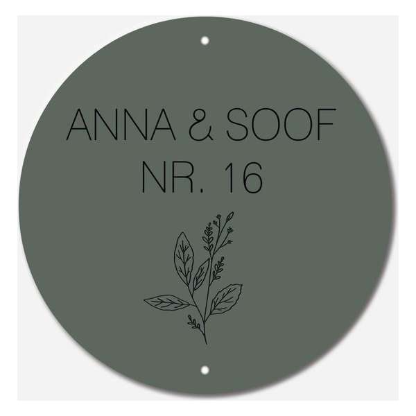Naambordje rond wildflower groen Naambordje rond wildflower groen