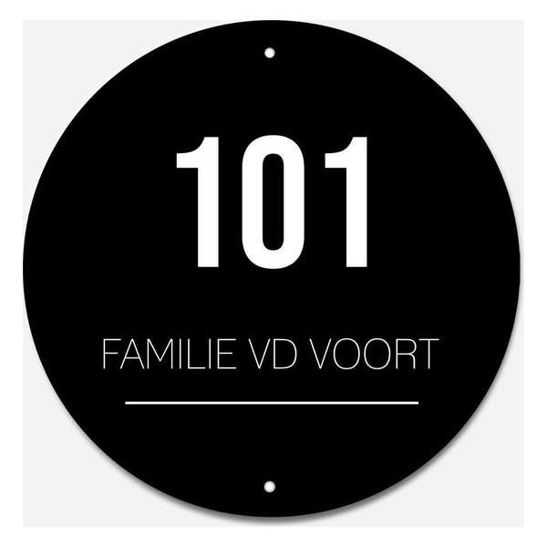 Naambordje rond black cirkle Naambordje rond black cirkle