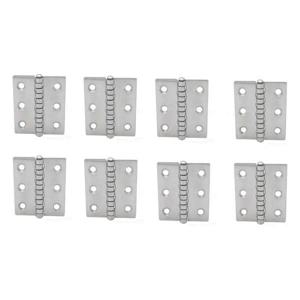 Scharnier - Rvs - 60x50mm - Vaste pen - Rechte hoek - 8 stuks Scharnier - Rvs - 60x50mm - Vaste pen - Rechte hoek - 8 stuks