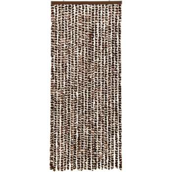 vidaXL Vliegengordijn 56x185 cm chenille bruin en wit