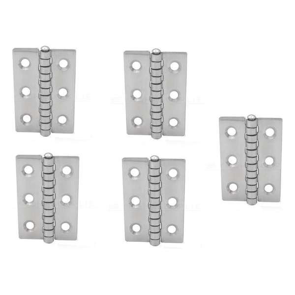 Scharnier - Rvs - 60x40mm - Vaste pen - Rechte hoek - 5 stuks Scharnier - Rvs - 60x40mm - Vaste pen - Rechte hoek - 5 stuks