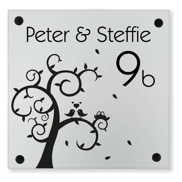 Naambord "Opaal" acrylglas met boom+hartje | 20x20 cm Naambord "Opaal" acrylglas met boom+hartje | 20x20 cm