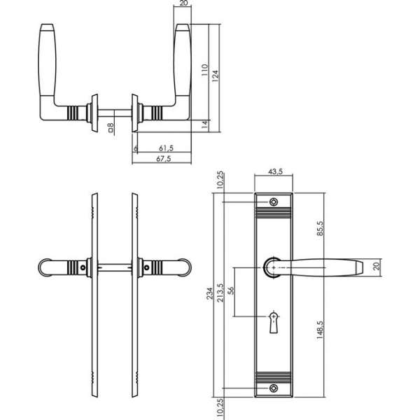 Wovar Deurkruk met schild SL56 mat nikkel - Per Set Wovar Deurkruk met schild SL56 mat nikkel - Per Set